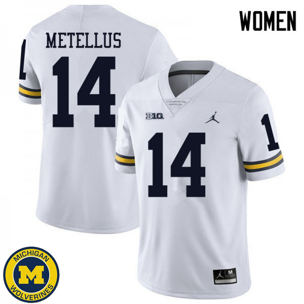 Womens Michigan Wolverines #14 Josh Metellus White Jordan Brand Alumni Jersey